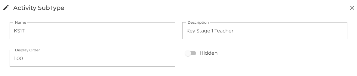 Activity subtype details tab