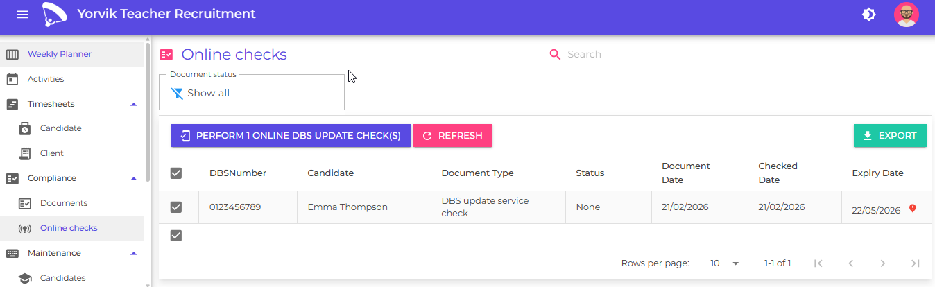 Online check list