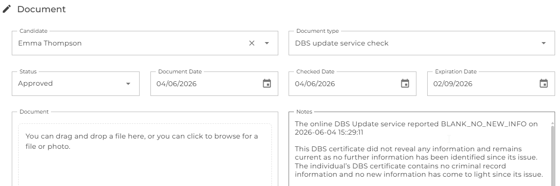 Online result document update