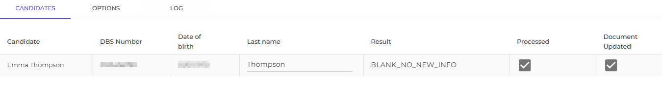Online processing result