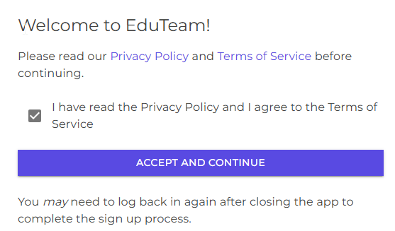 Accept terms