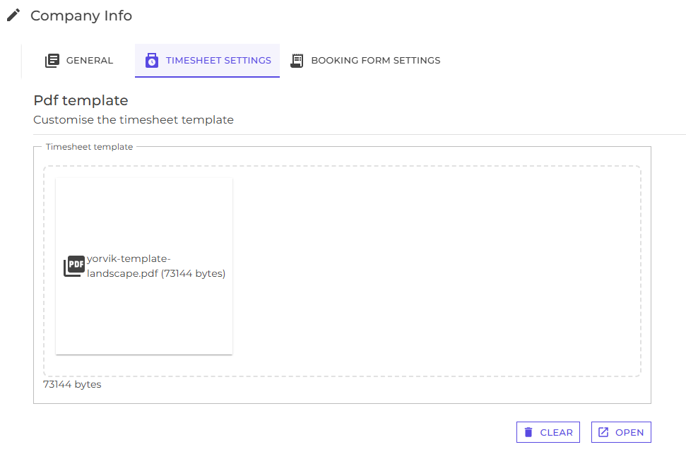Timesheet template settings